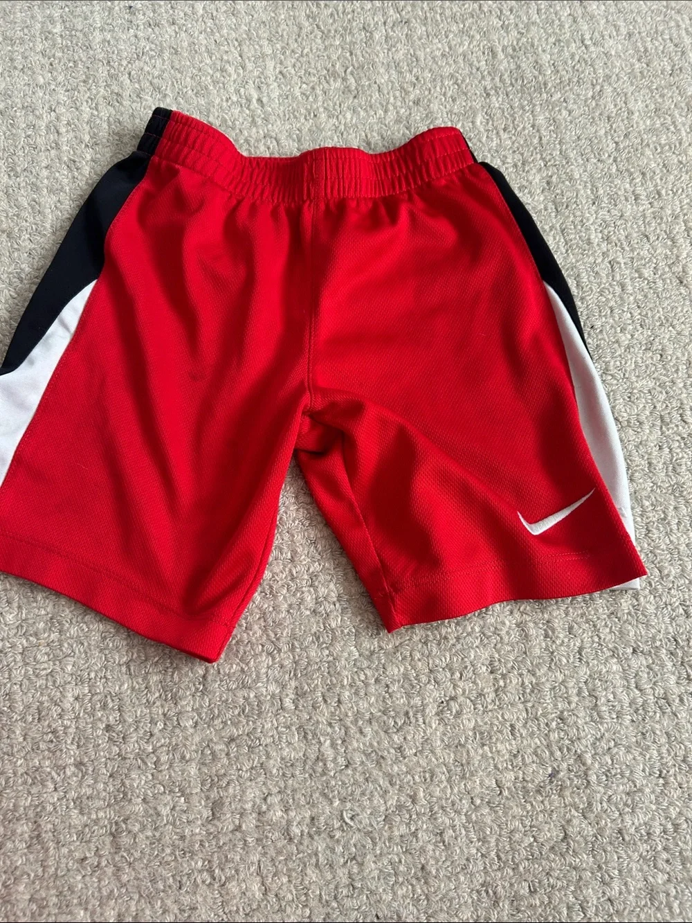 Nike Boys Red Athletic Shorts with Black and White Panels